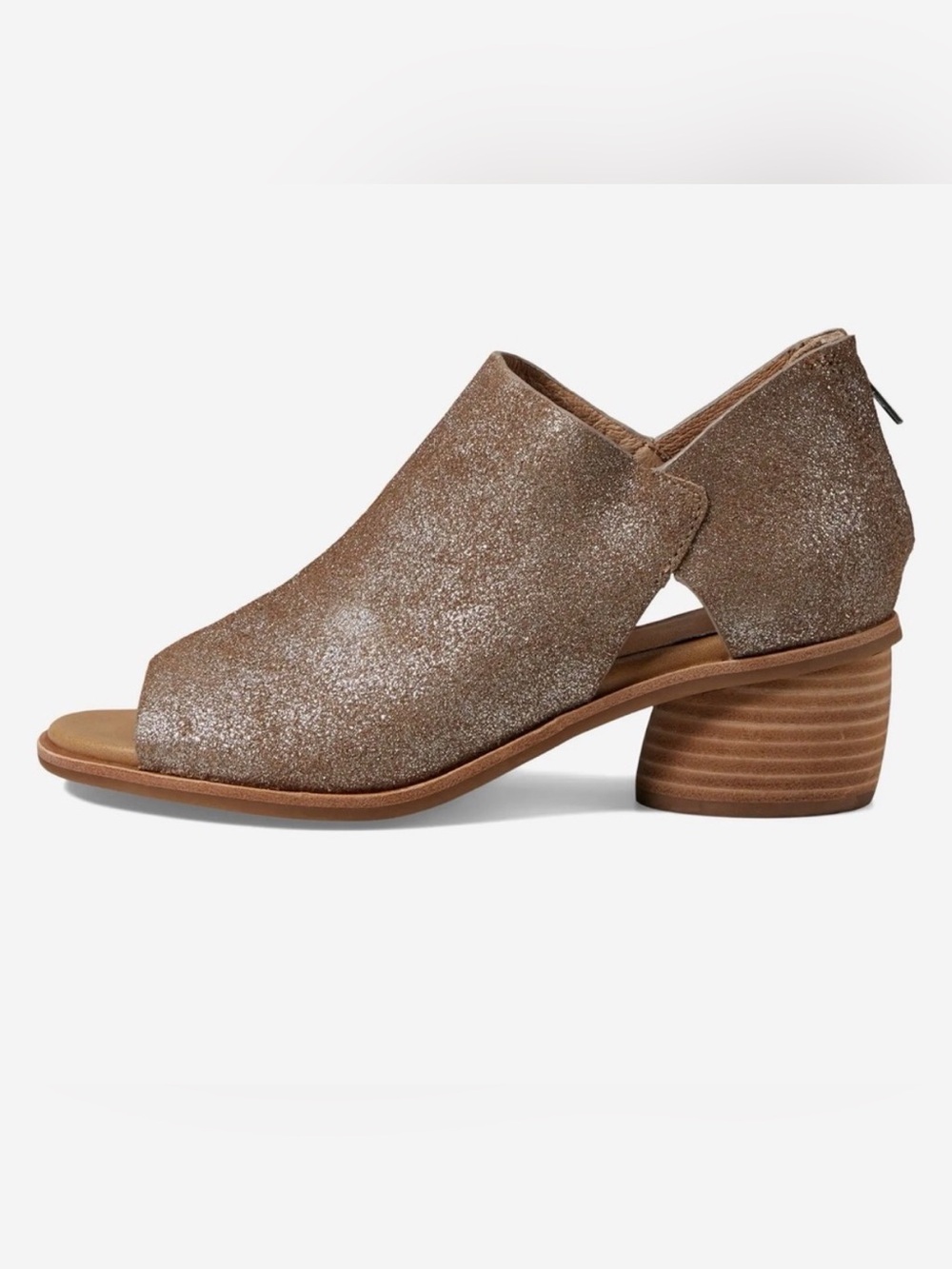 Sofft Carleigh Taupe Glitter Open-Toe Slingback Block Heel Sandal